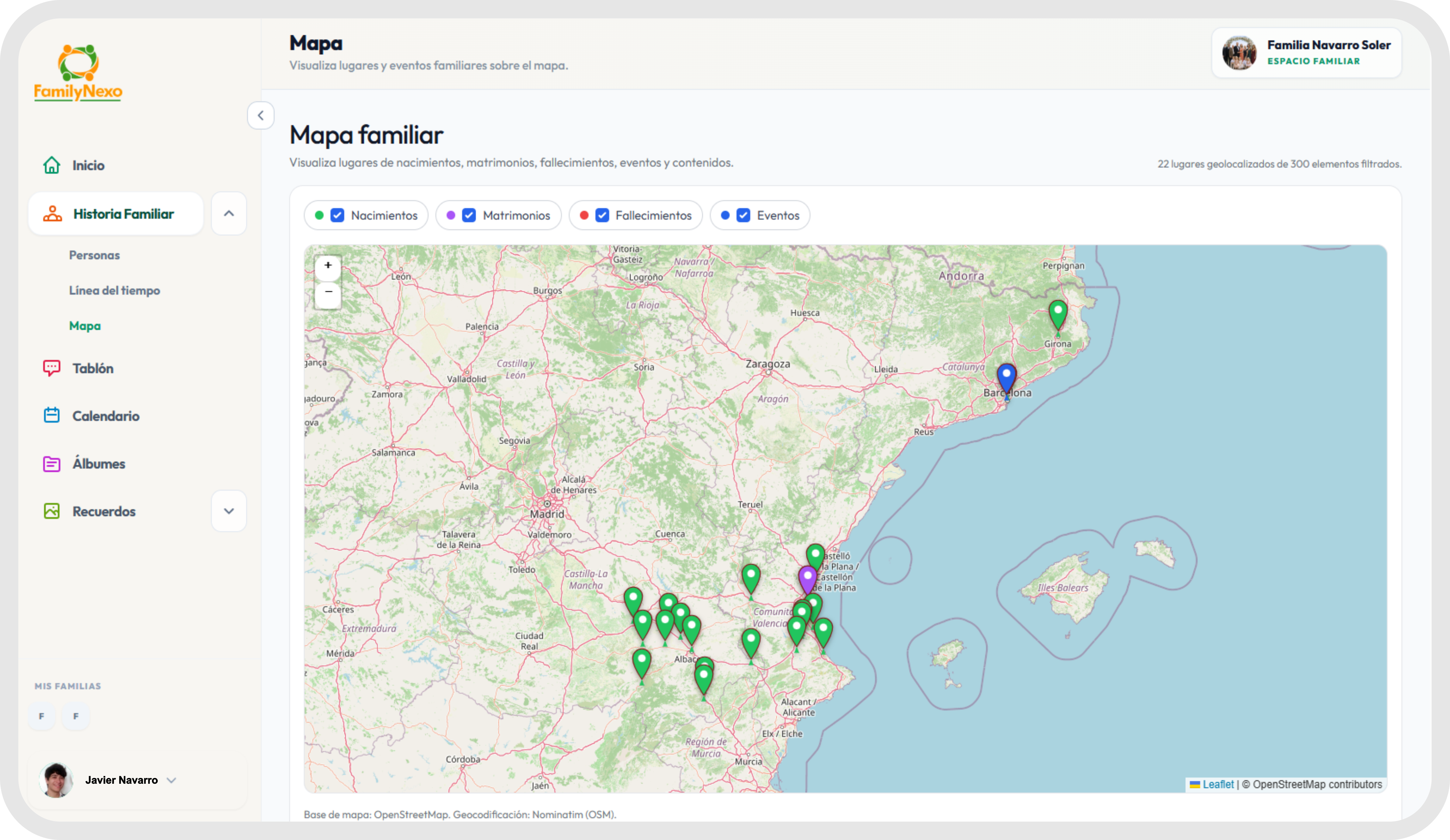 Mapa familiar en escritorio
