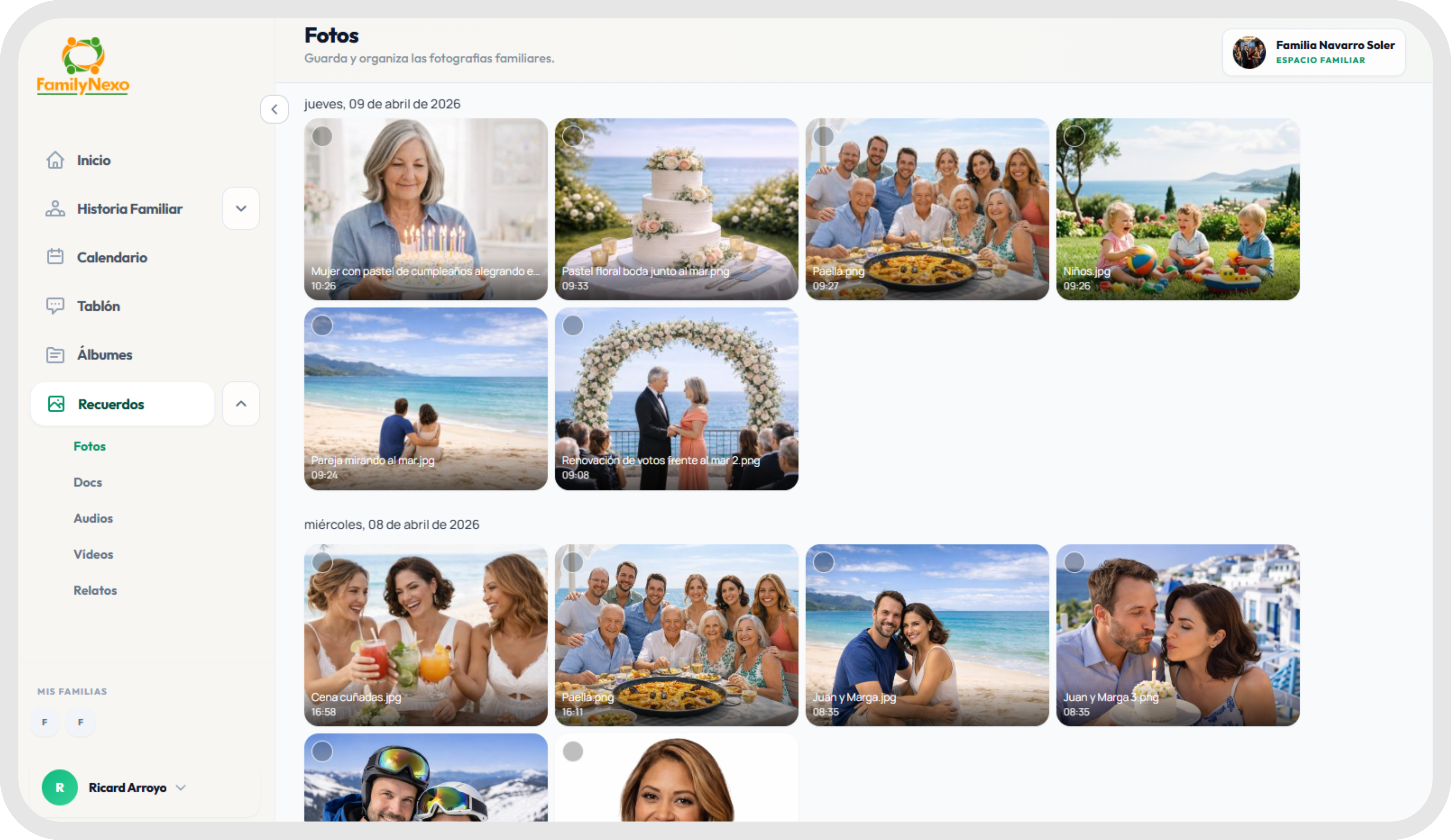 Archivo familiar en escritorio