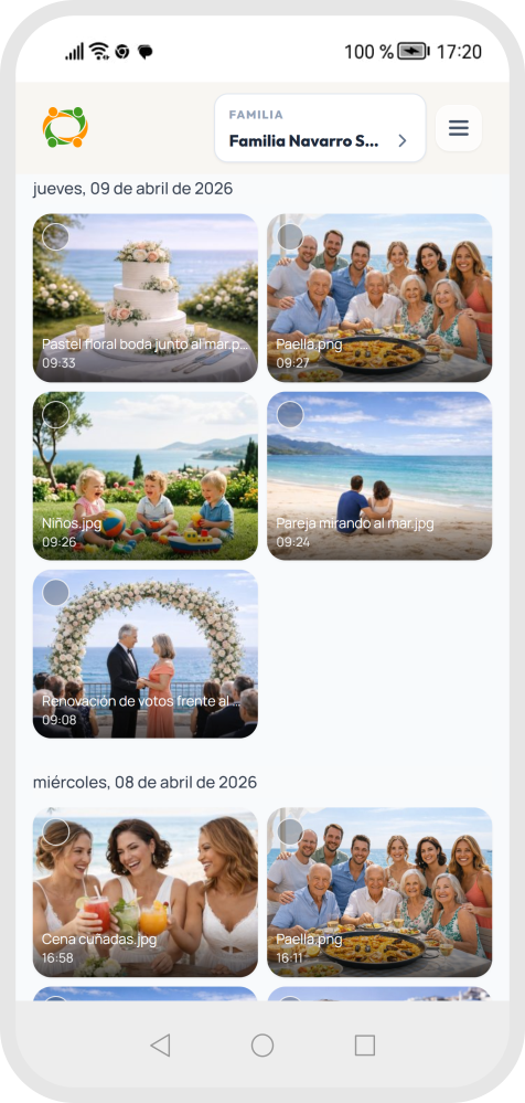 Recuerdos y fotos familiares en móvil