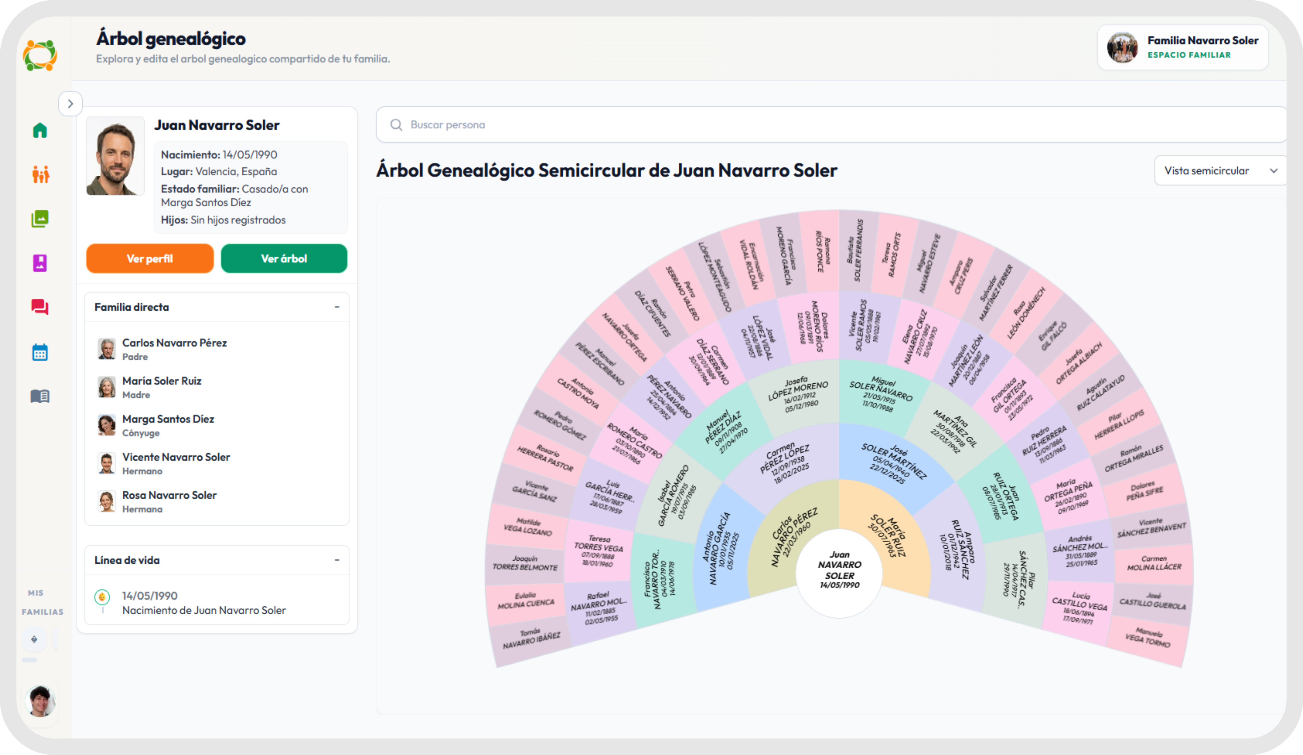 Árbol genealógico familiar en escritorio